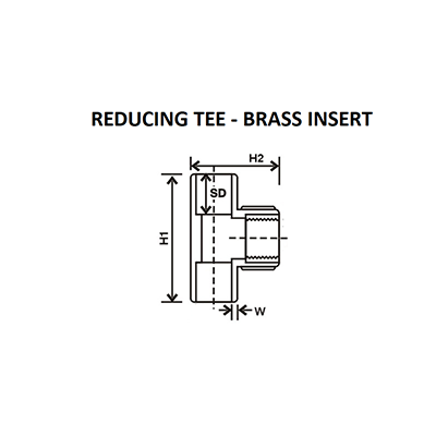 Tee - Brass Insert Fitting Diagram - ASTM Pipes
